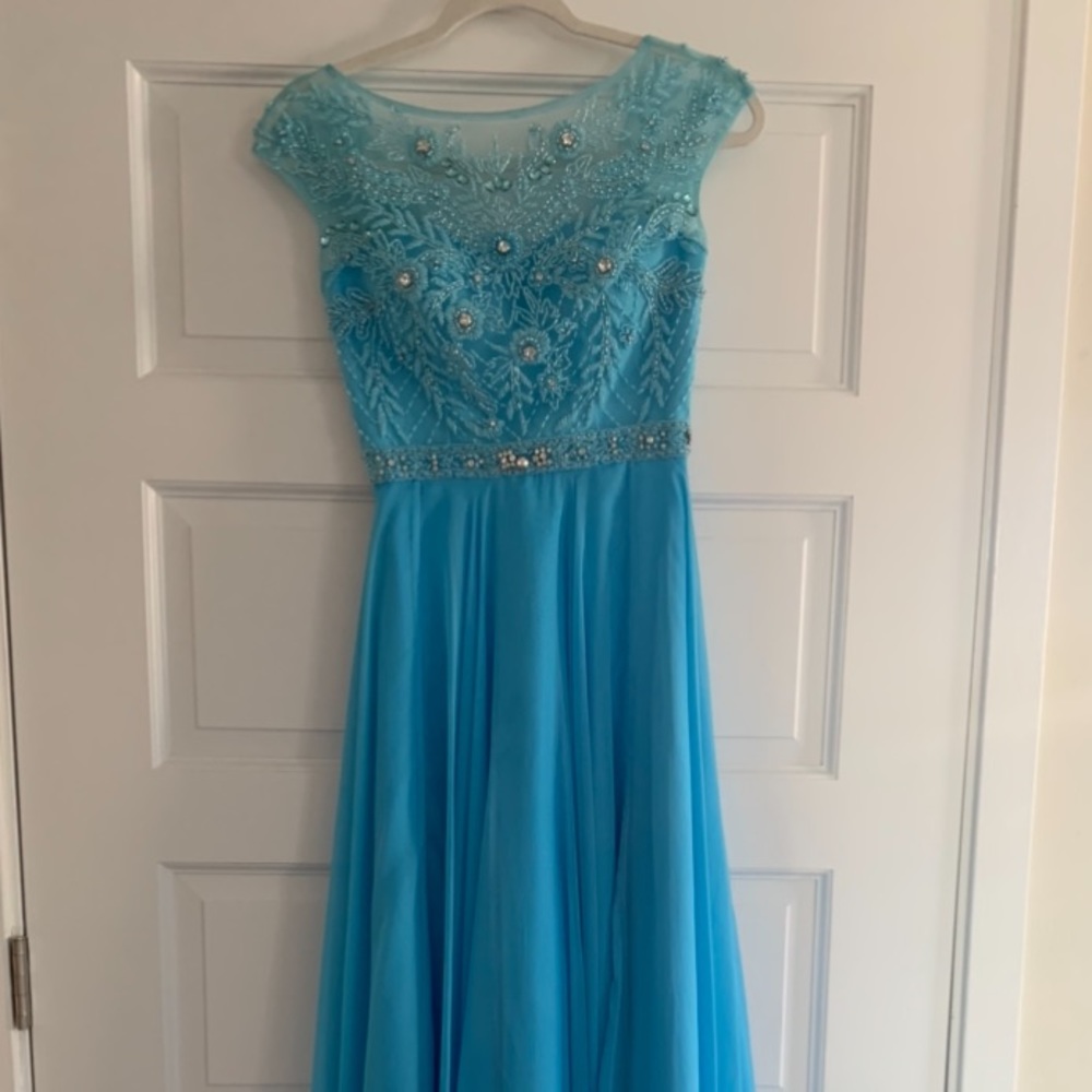 Blue Sherri hill beaded prom dress - Picture 5 of 5